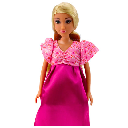 Boneca Grávida Anlily Vestido Rosa Comprido
