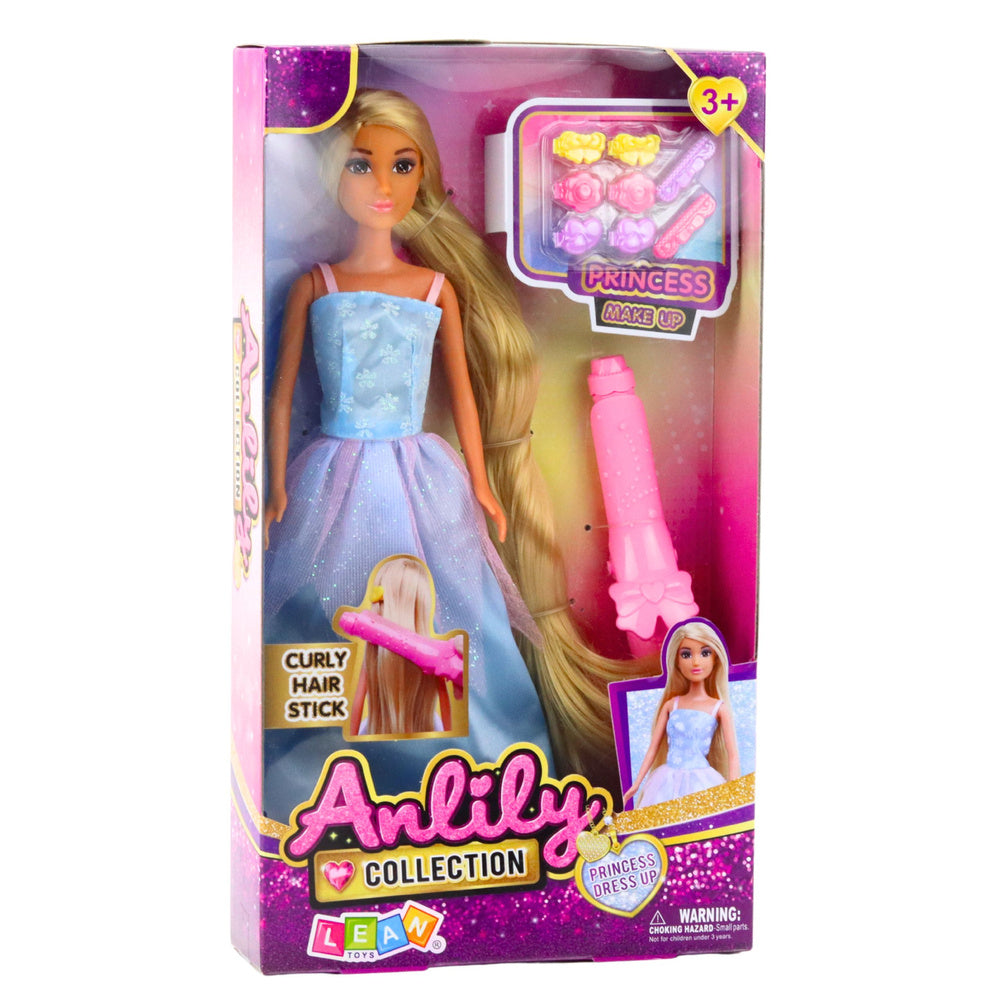 Boneca Anlily Vestido de Baile com Caracóis e Ganchos