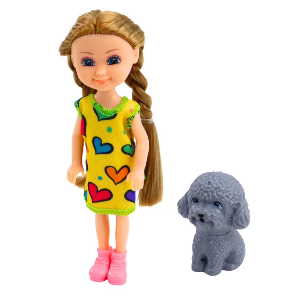 Conjunto Mini Boneca com Cão 14,5cm (1 unidade, sortido)