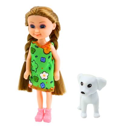 Conjunto Mini Boneca com Cão 14,5cm (1 unidade, sortido)