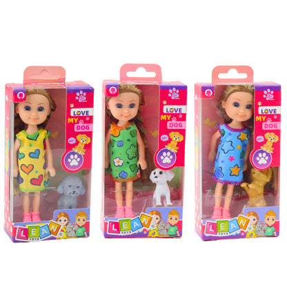 Conjunto Mini Boneca com Cão 14,5cm (1 unidade, sortido)