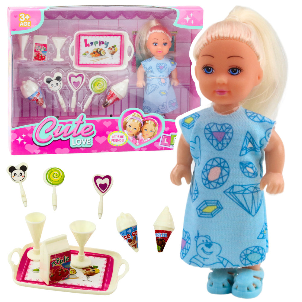 Mini Boneca Sweet Accessories Vestido Azul