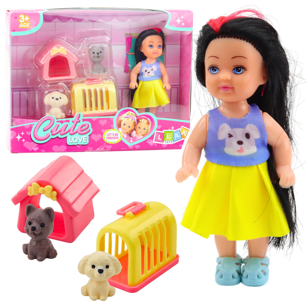 Mini Boneca com Casota e Transportadora de Cão