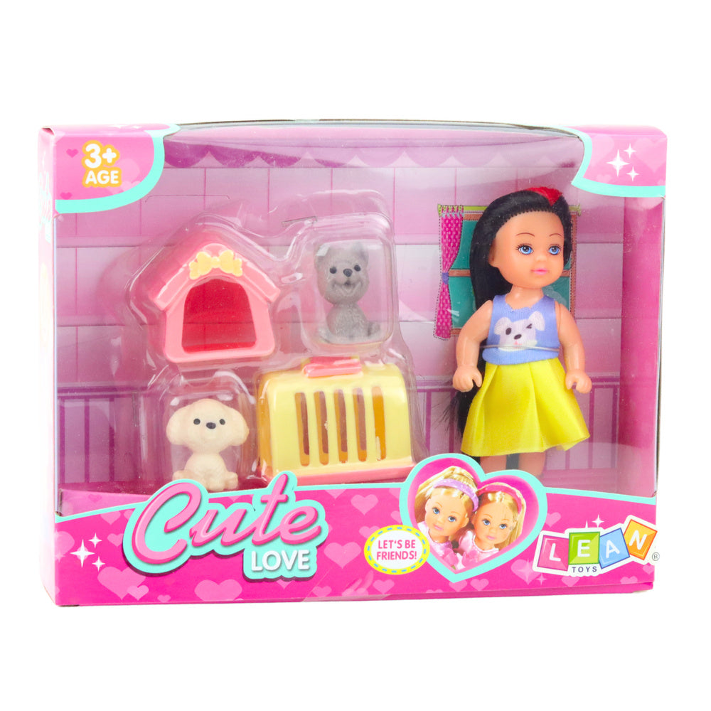 Mini Boneca com Casota e Transportadora de Cão