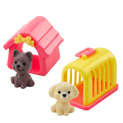 Mini Boneca com Casota e Transportadora de Cão