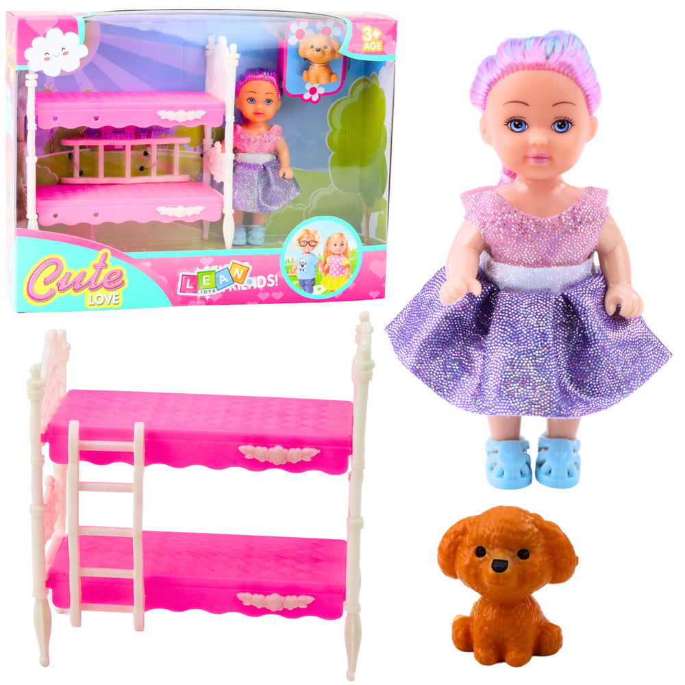 Mini Boneca com Beliche e Cão