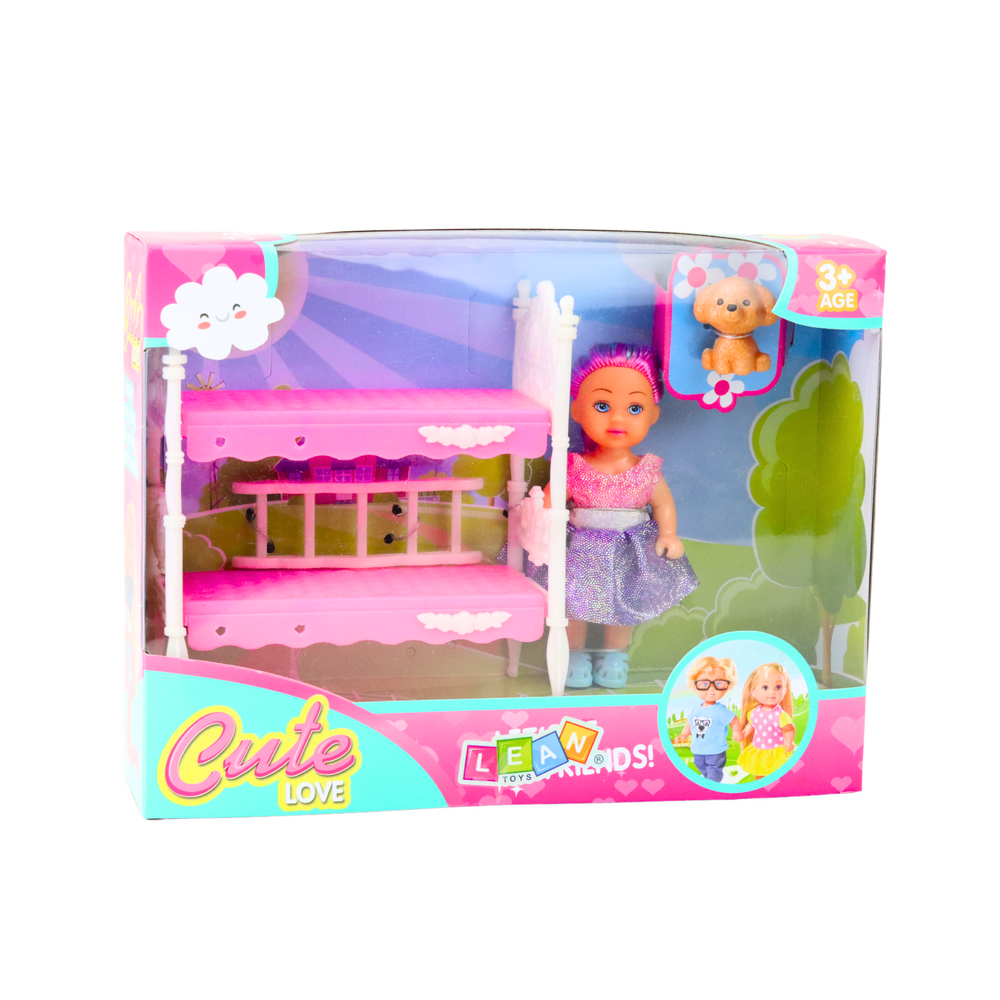 Mini Boneca com Beliche e Cão