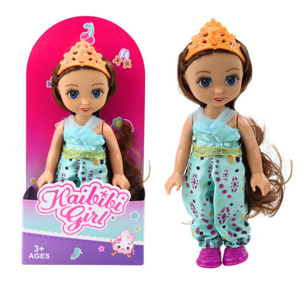 Mini Boneca Princesa com Coroa Vestido Decorado 17cm (1 unidade, sortido)
