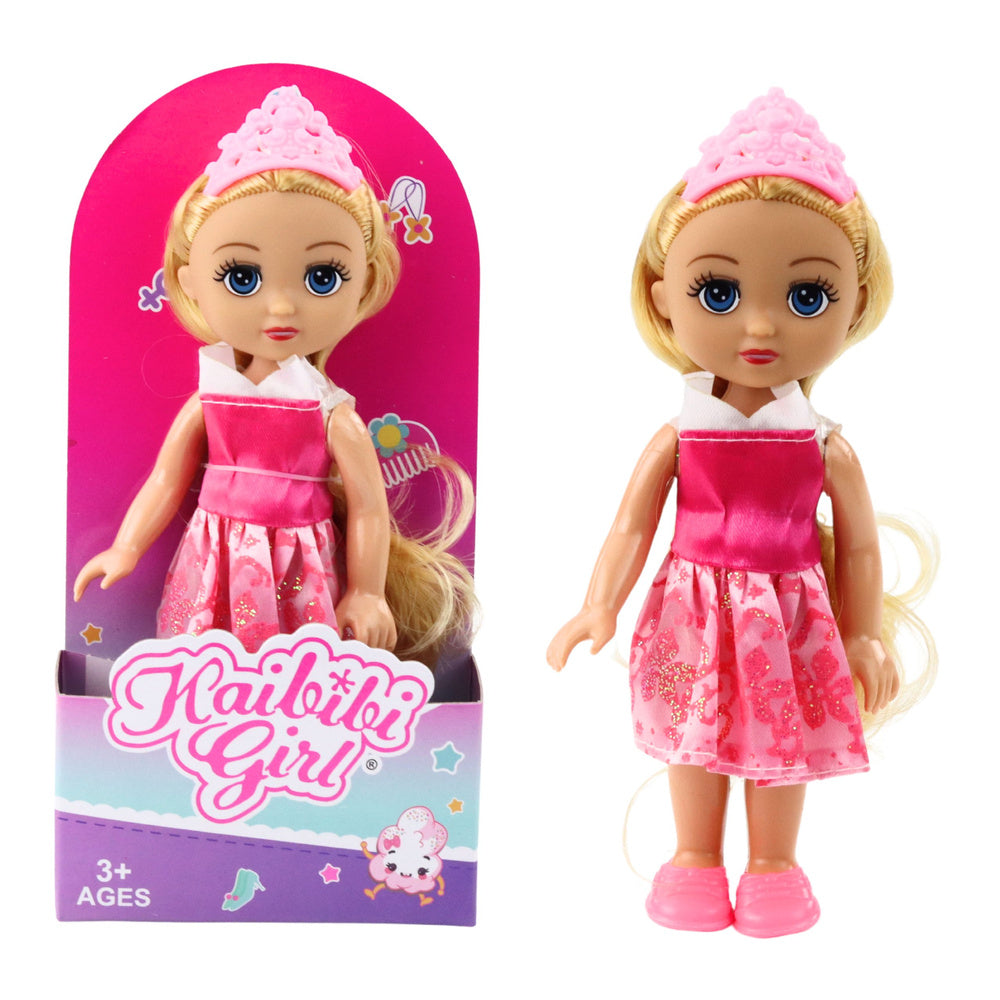 Mini Boneca Princesa com Coroa Vestido Decorado 17cm (1 unidade, sortido)