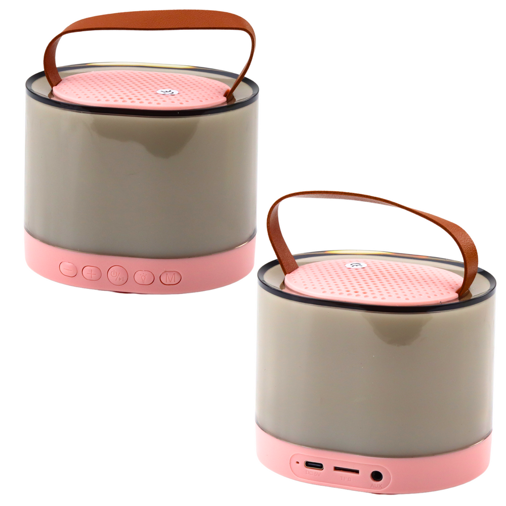 Kit Karaoke Coluna Microfone Wireless K52 RGB Rosa