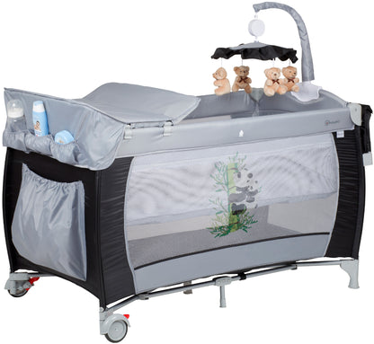 Cama De Viagem Com Muda-Fraldas babyGO Sleeper Delux Black