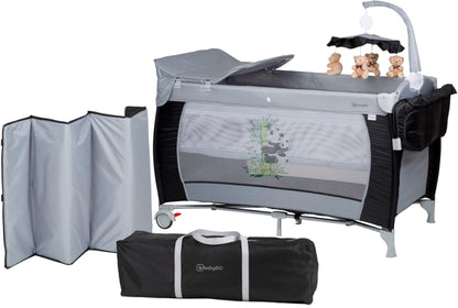 Cama De Viagem Com Muda-Fraldas babyGO Sleeper Delux Black