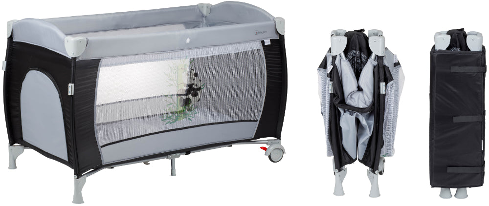 Cama De Viagem Com Muda-Fraldas babyGO Sleeper Delux Black