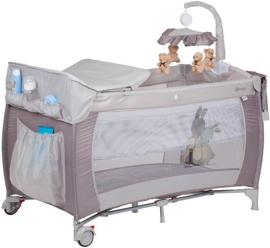 Cama De Viagem Com Muda-Fraldas babyGO Sleeper Delux Beige