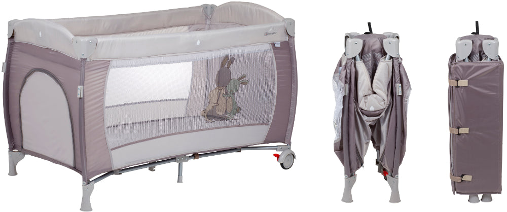 Cama De Viagem Com Muda-Fraldas babyGO Sleeper Delux Beige