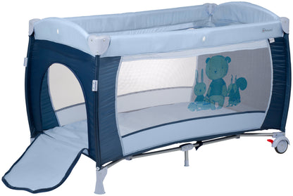 Cama De Viagem Com Muda-Fraldas babyGO Sleeper Delux Blue