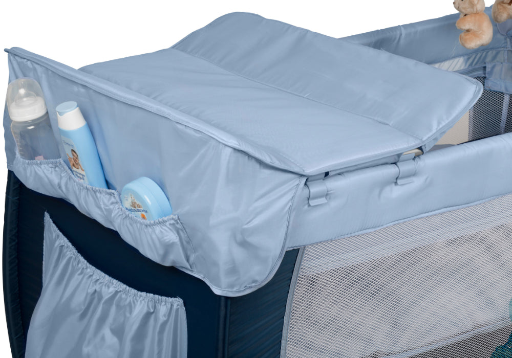 Cama De Viagem Com Muda-Fraldas babyGO Sleeper Delux Blue