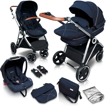 Carrinho De Bebé 3 In 1 babyGO Halime Blue (Silver Chassi)