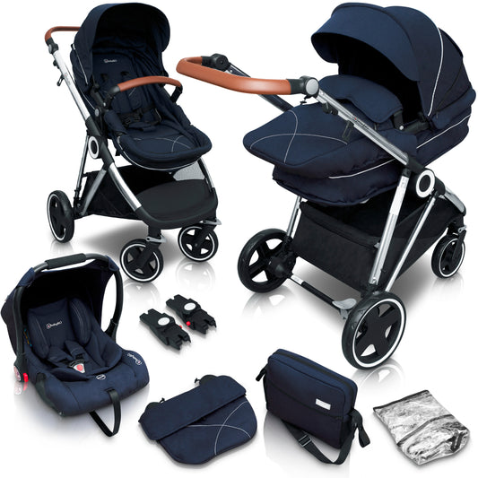 Carrinho De Bebé 3 In 1 babyGO Halime Blue (Silver Chassi)
