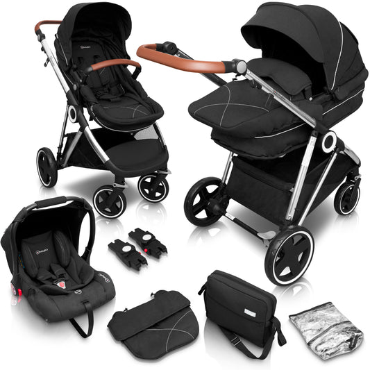 Carrinho De Bebé 3 In 1 babyGO Halime Black (Silver Chassi)