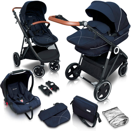 Carrinho De Bebé 3 In 1 babyGO Halime Blue (Black Chassi)