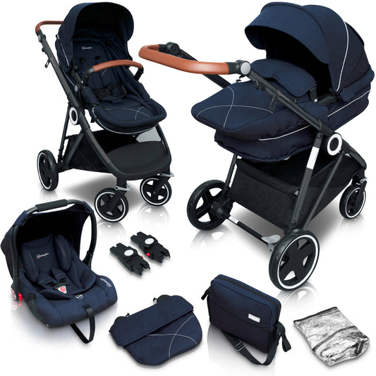 Carrinho De Bebé 3 In 1 babyGO Halime Blue (Black Chassi)