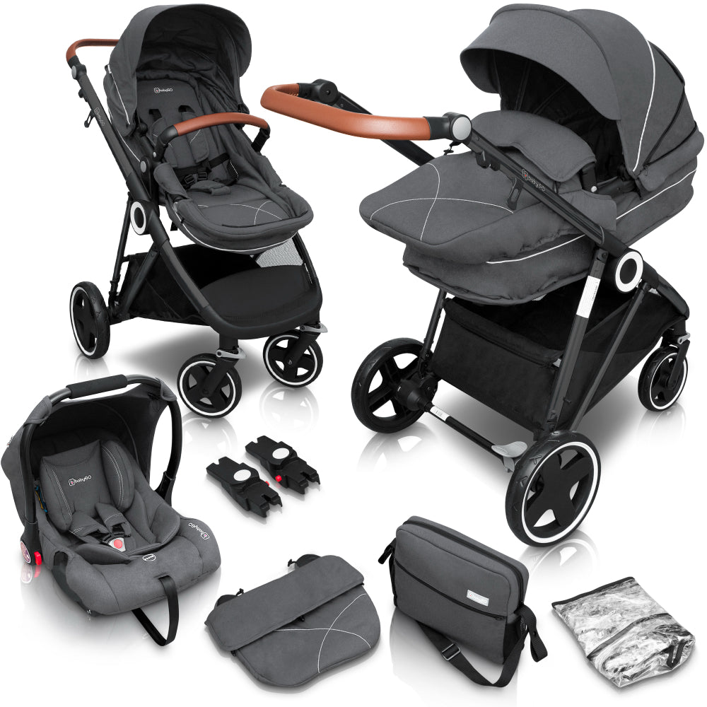 Carrinho De Bebé 3 In 1 babyGO Halime Grey (Black Chassi)