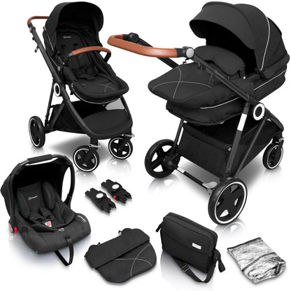Carrinho De Bebé 3 In 1 babyGO Halime Black (Black Chassi)