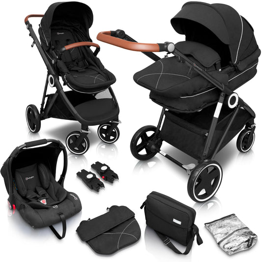 Carrinho De Bebé 3 In 1 babyGO Halime Black (Black Chassi)