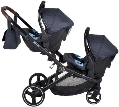 Conjunto Cadeiras Auto Grupo 0+ Para Gémeos babyGO Twinner Grey Melange