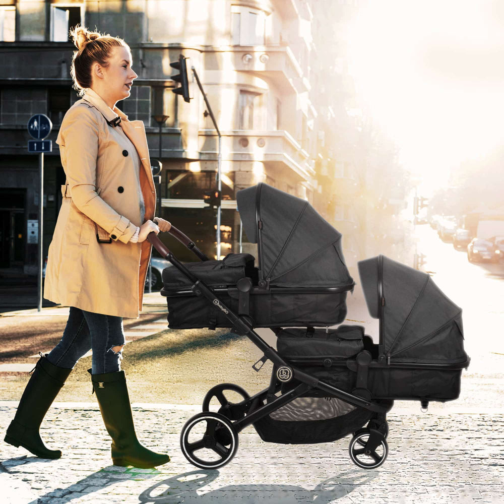 Carrinho De Gémeos 3 In 1 babyGO Twinner Set Blue