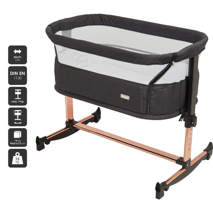 Berço Co-Sleep babyGO Vivaldi Black - Gold