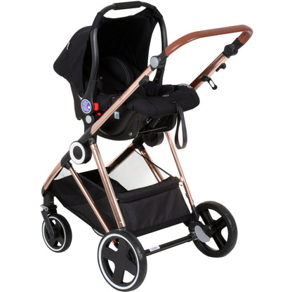 Carrinho De Bebé 3 In 1 babyGO Halime Black (Gold Chassi)