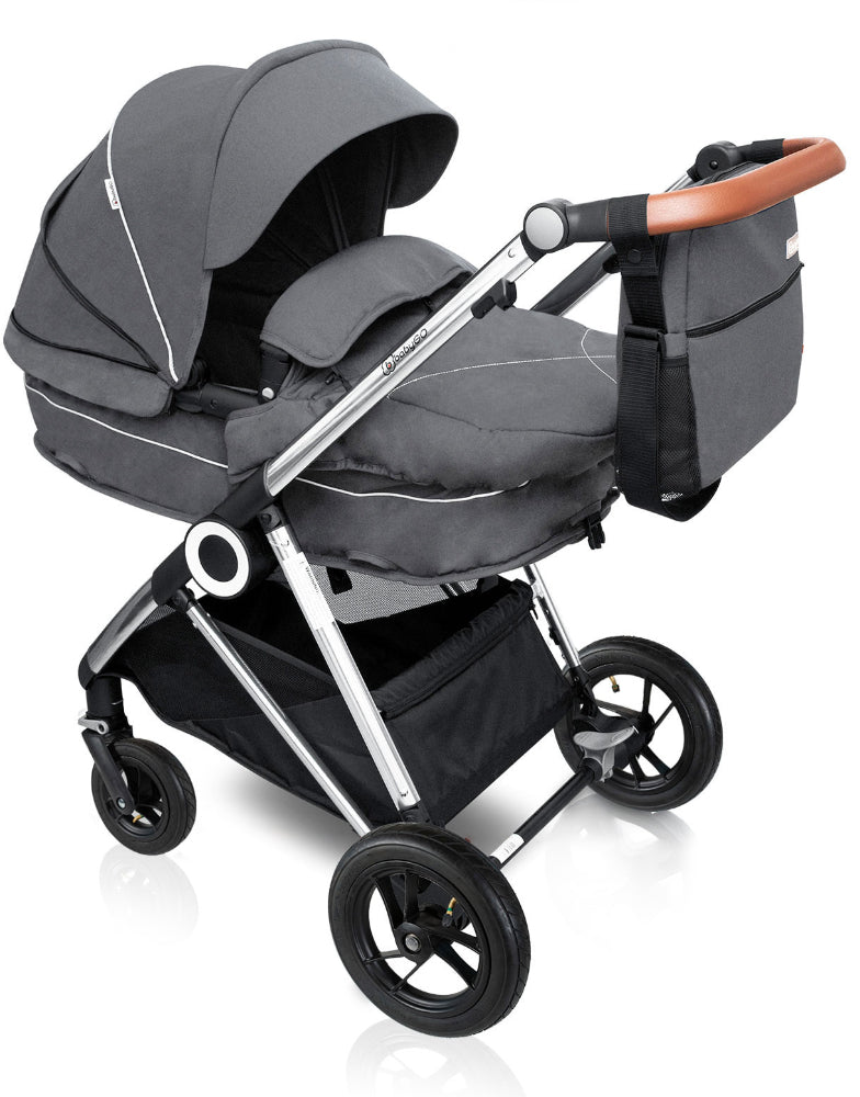 Carrinho De Bebé 3 In 1 babyGO Halime Air Grey (Silver Chassi)