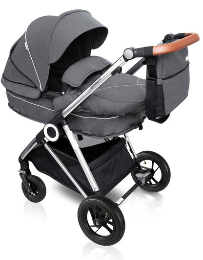 Carrinho De Bebé 3 In 1 babyGO Halime Air Grey (Silver Chassi)