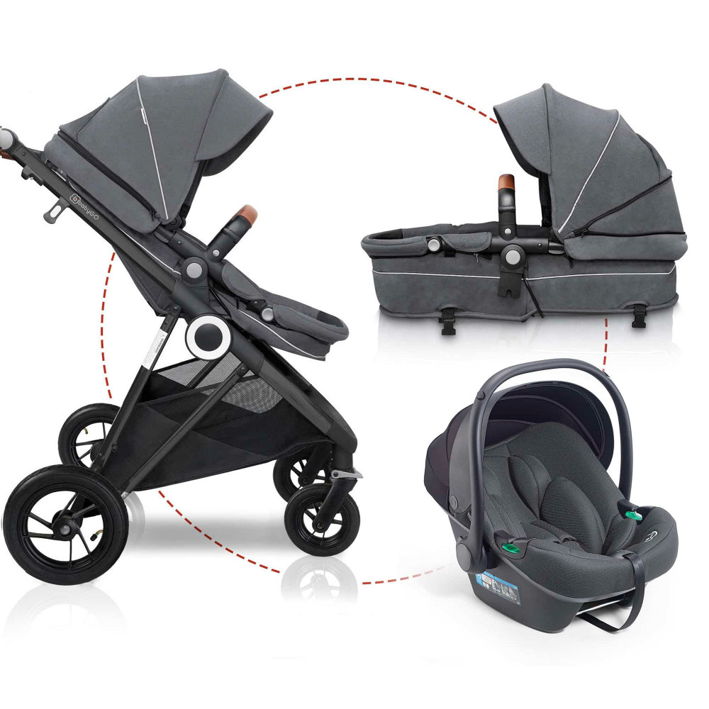 Carrinho De Bebé 3 In 1 babyGO Halime Air Grey (Black Chassis)