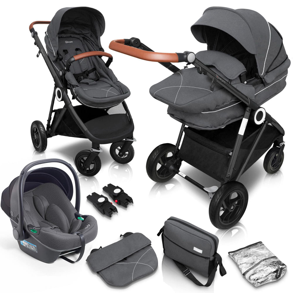 Carrinho De Bebé 3 In 1 babyGO Halime Air Grey (Black Chassis)