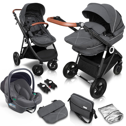 Carrinho De Bebé 3 In 1 babyGO Halime Air Grey (Black Chassis)