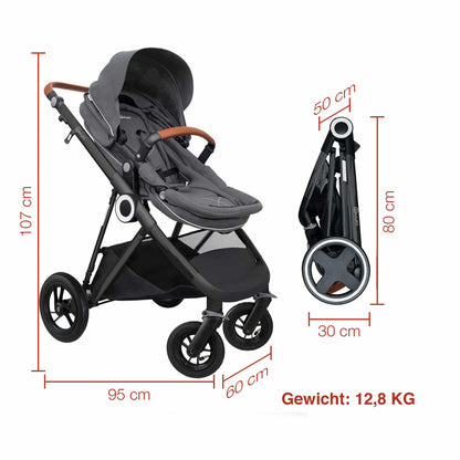 Carrinho De Bebé 3 In 1 babyGO Halime Air Grey (Black Chassis)
