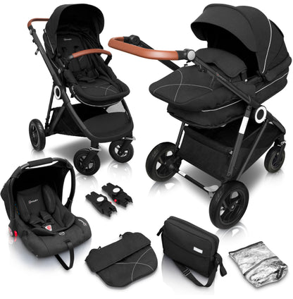 Carrinho De Bebé 3 In 1 babyGO Halime Air Anthracite 
(Black Chassi)