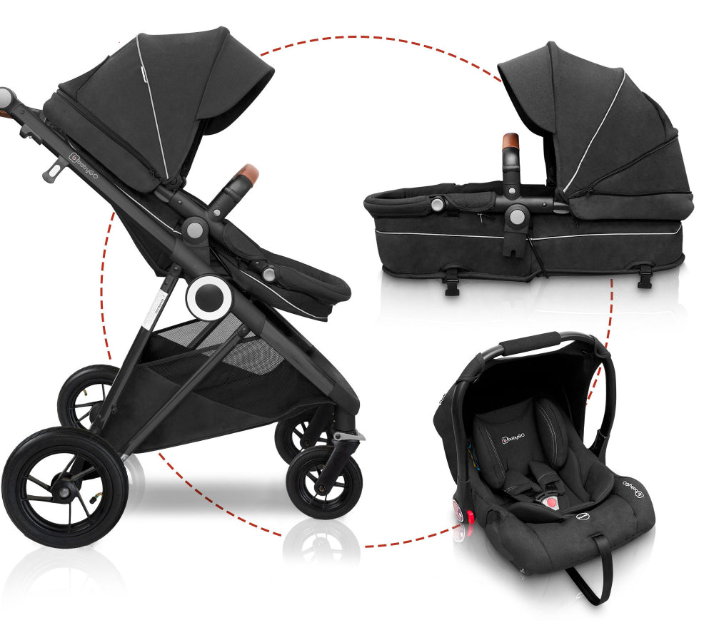 Carrinho De Bebé 3 In 1 babyGO Halime Air Anthracite 
(Black Chassi)