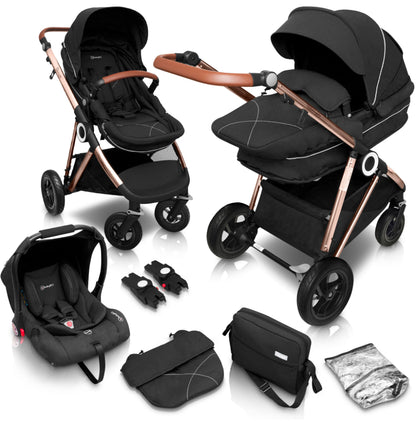 Carrinho De Bebé 3 In 1 babyGO Halime Air Anthracite 
(Gold Chassi)