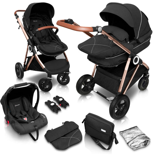 Carrinho De Bebé 3 In 1 babyGO Halime Air Anthracite 
(Gold Chassi)