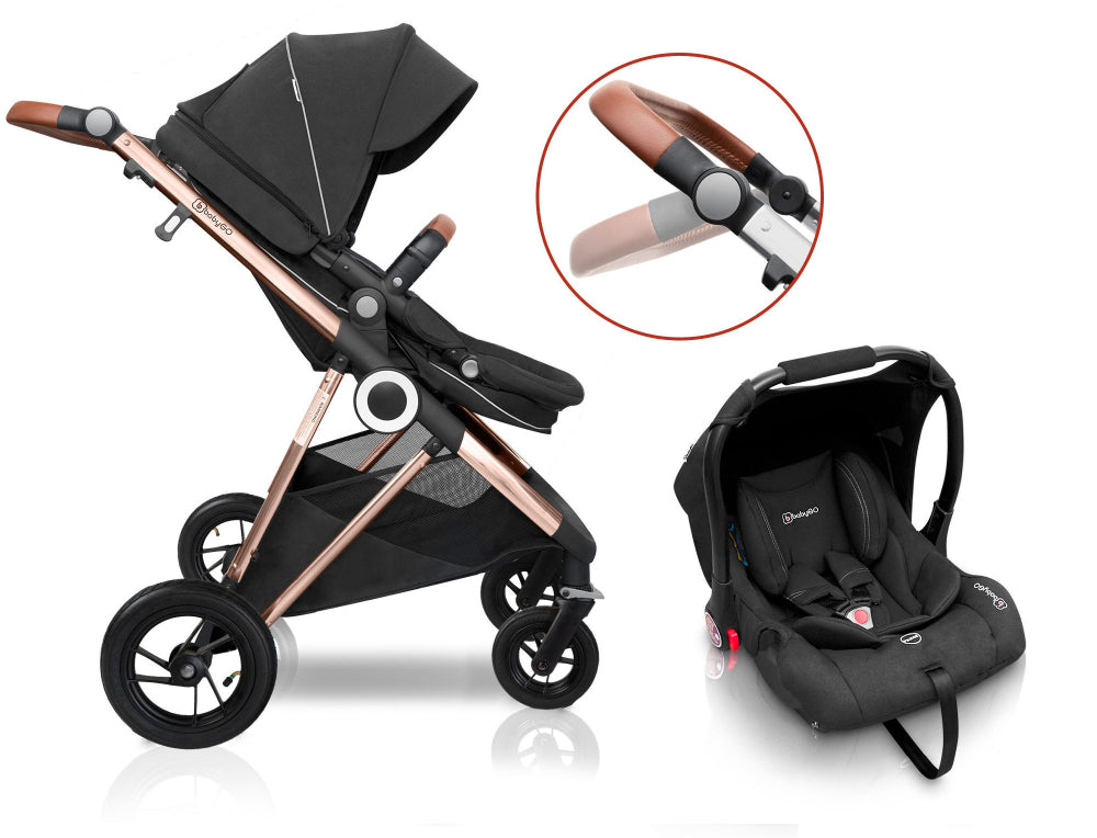Carrinho De Bebé 3 In 1 babyGO Halime Air Anthracite 
(Gold Chassi)