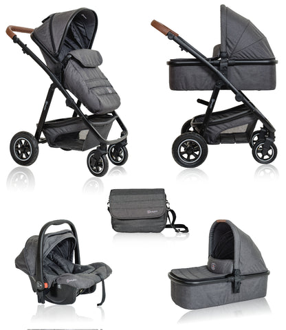 Carrinho De Bebé 3 In 1 babyGO Simplex 3 In 1 Grey Melange