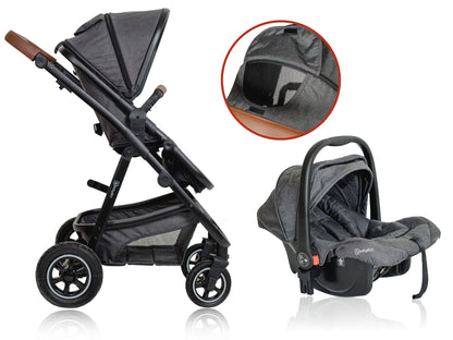Carrinho De Bebé 3 In 1 babyGO Simplex 3 In 1 Air Grey Melange