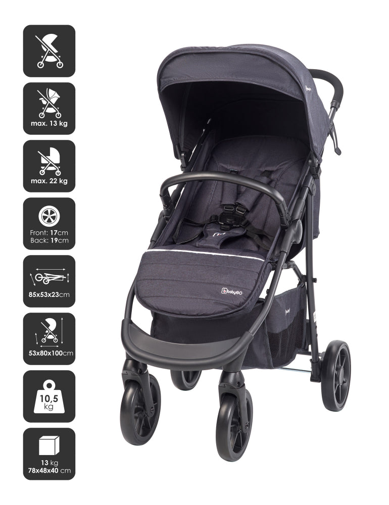 Carrinho De Bebé 3 In 1 babyGO Style Black