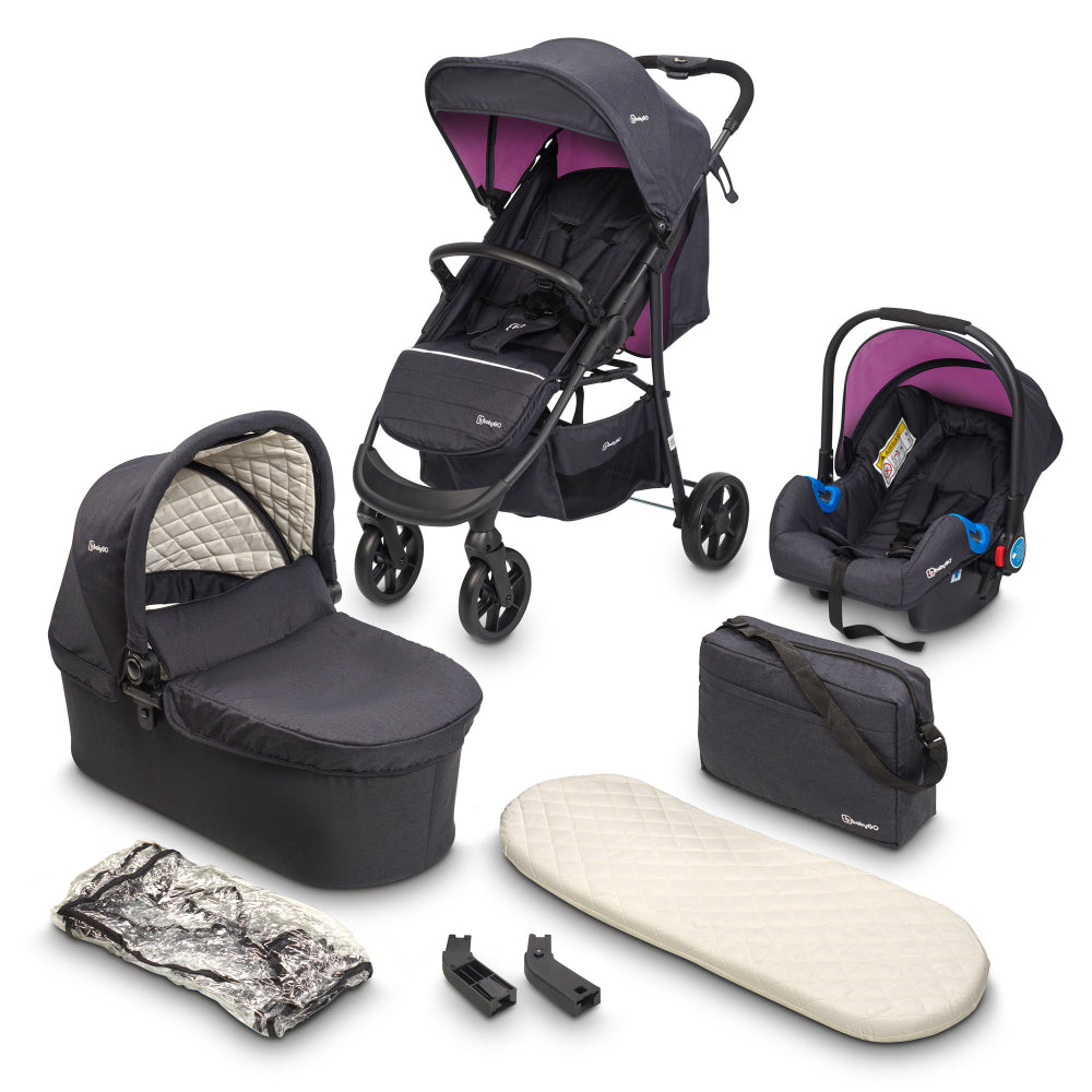 Carrinho De Bebé 3 In 1 babyGO Style Rosa