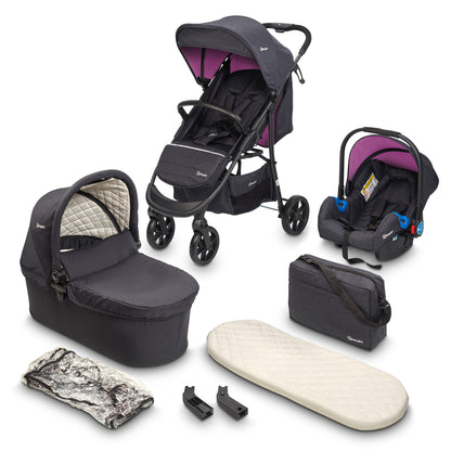 Carrinho De Bebé 3 In 1 babyGO Style Rosa
