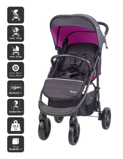 Carrinho De Bebé 3 In 1 babyGO Style Rosa